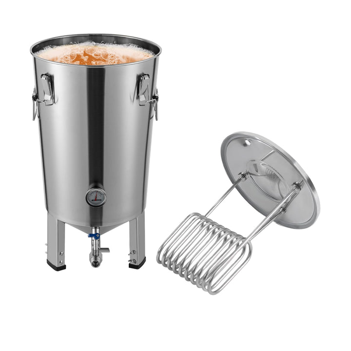 MccoMMon 32 l Gärbehälter, konischer Edelstahl-Gärbehälter, Gärtank mit Kühler, 59.7 * 33.3CM, für d
