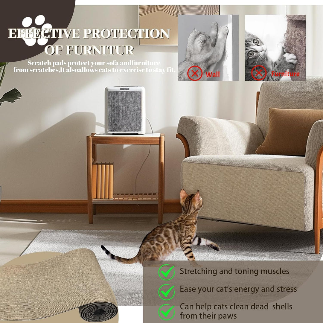 Selbstklebend Kratzbretter Dunkles Khaki Katze Kratzteppich Katze Kratzmatte Katze Wand Teppich Katz