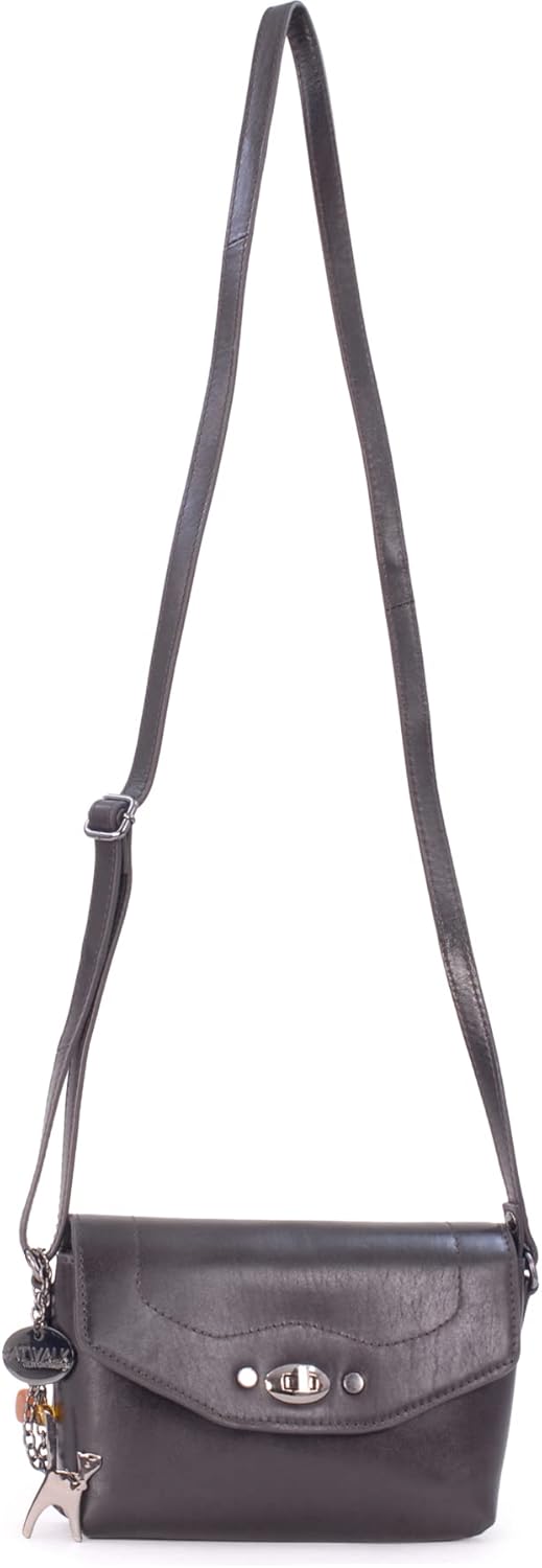 Catwalk Collection Handbags - Damen Leder Umhängetasche - Crossbody Bag/Handtasche Klein - Verstellb