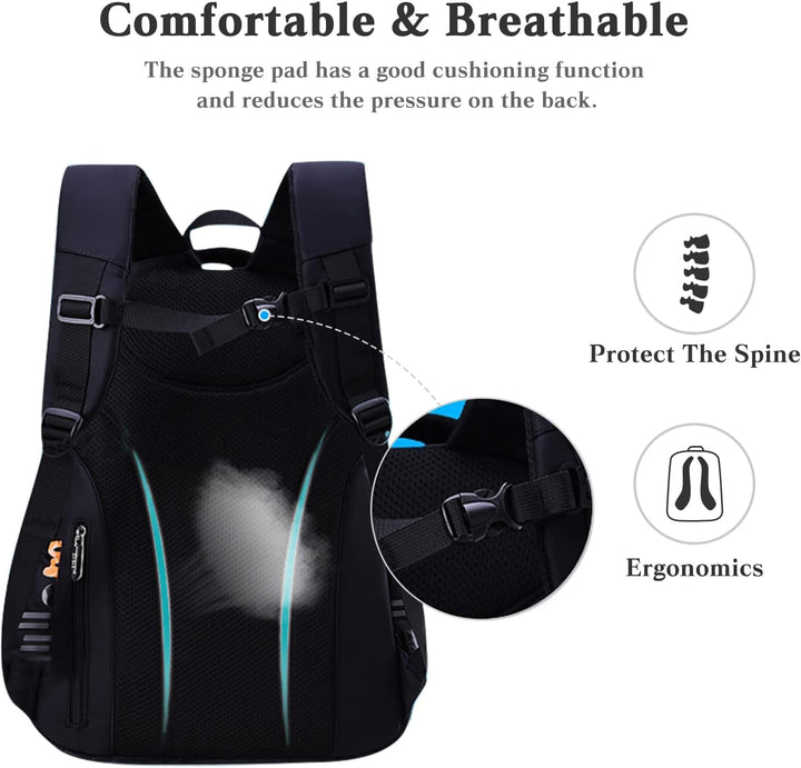 PORRASSO Schulrucksack Jungen Rucksack Schüler Daypack Ergonomischen Kinder Rucksäcke Reflektierende