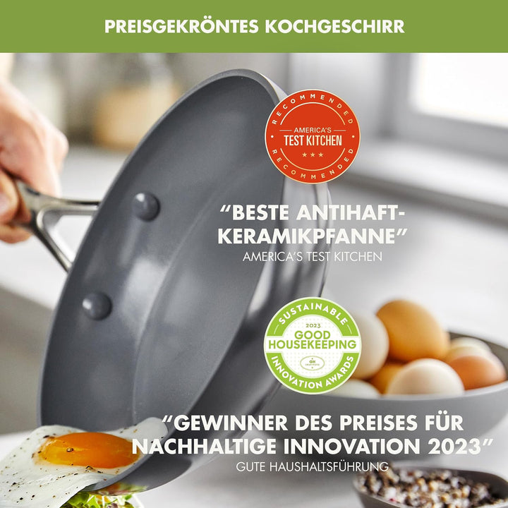 GreenPan Valencia Pro Harteloxierte Gesunde Keramik Antihaft 16 cm / 1,5 Liter Stielkasserolle mit D