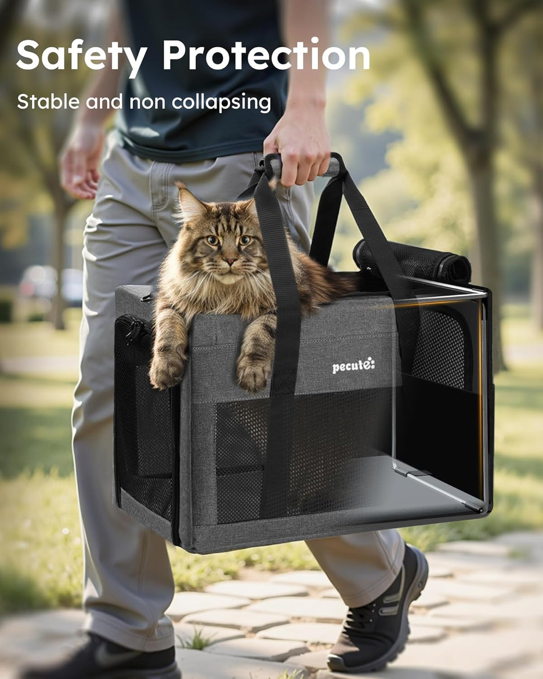 pecute Katzentasche Transporttasche Stabiler Halt Haustier Tragetasche, Transportbox Katze Leicht, F