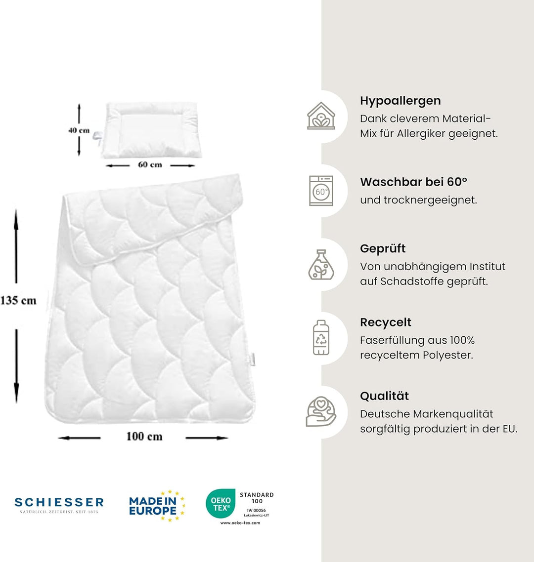 Schiesser Kinder-Betten-Set Schaf / 100 cm x 135 cm Bettdecke + 40 cm x 60 cm Kopfkissen.