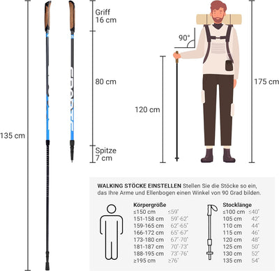 MSPORTS Nordic Walking Stöcke Premium - hochwertige Qualität - Superleicht - auswählbar mit Tragetas