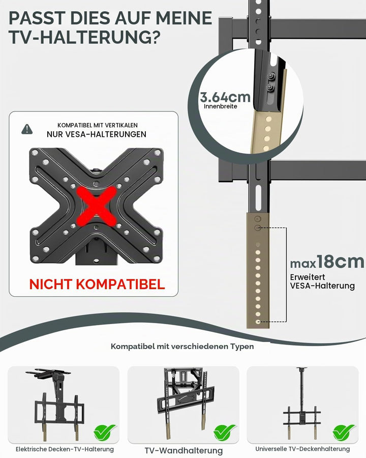 VESA Adapter Verlängerungsplatten – Erweiterungs Kit für TV Wandhalterung &amp; Deckenhalterung, passend