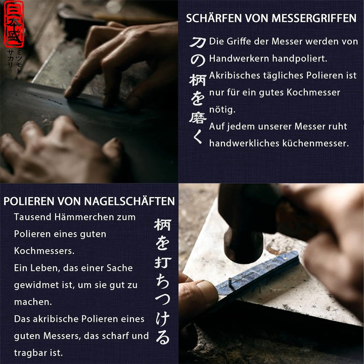 MITSUMOTO SAKARI 17 cm Santoku Küchenmesser, Handgeschmiedete kochmesser, Professionelle Japanisches