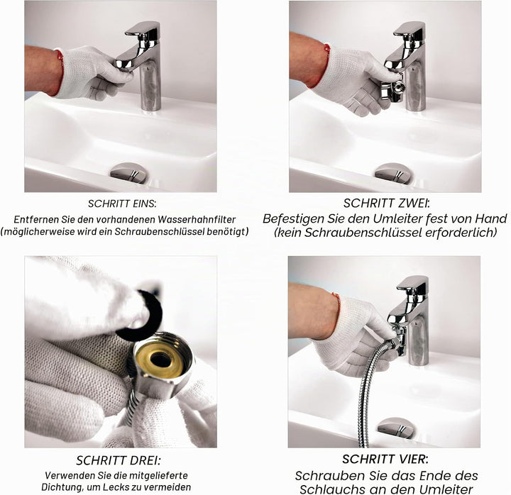 Tragbare Bidet Handbrause für Waschbecken, Messing, Shattaf-Wasserhahn-Umsteller verbindet sich mit