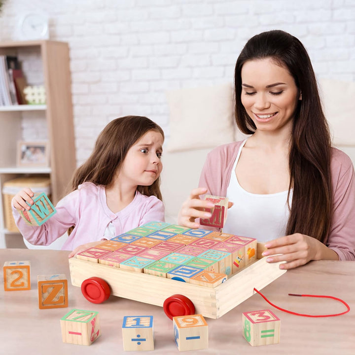 KABENFIS Holz ABC Block Cart Lernspielzeug für Kinder