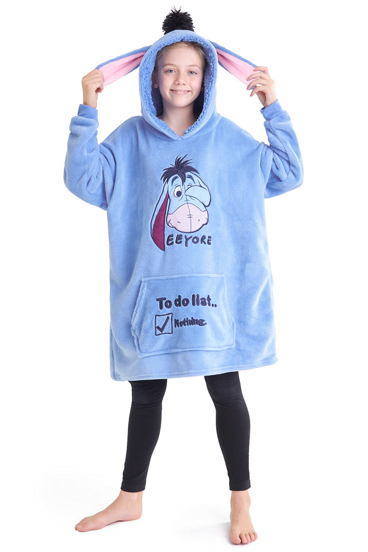 Disney Stitch Kapuzenpullover Mädchen, Übergrosse Hoodie Decke Kinder mit Sherpa-Kapuze und Kängurut