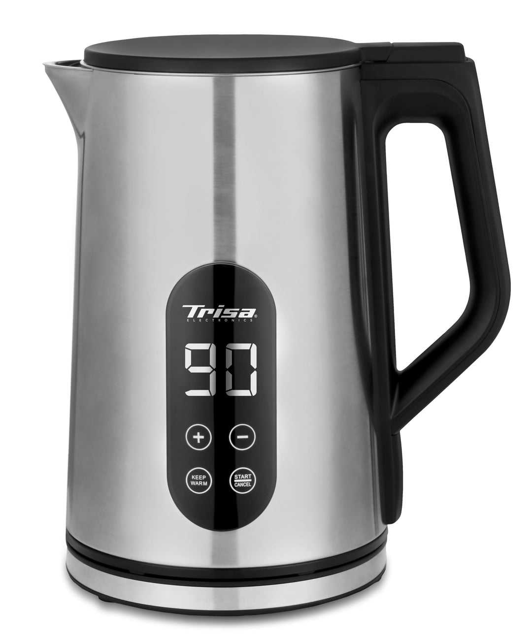 Trisa Digital Boil Doppelwandiger Wasserkocher 1,7L mit Temperatureinstellung (40-100°C), Edelstahl