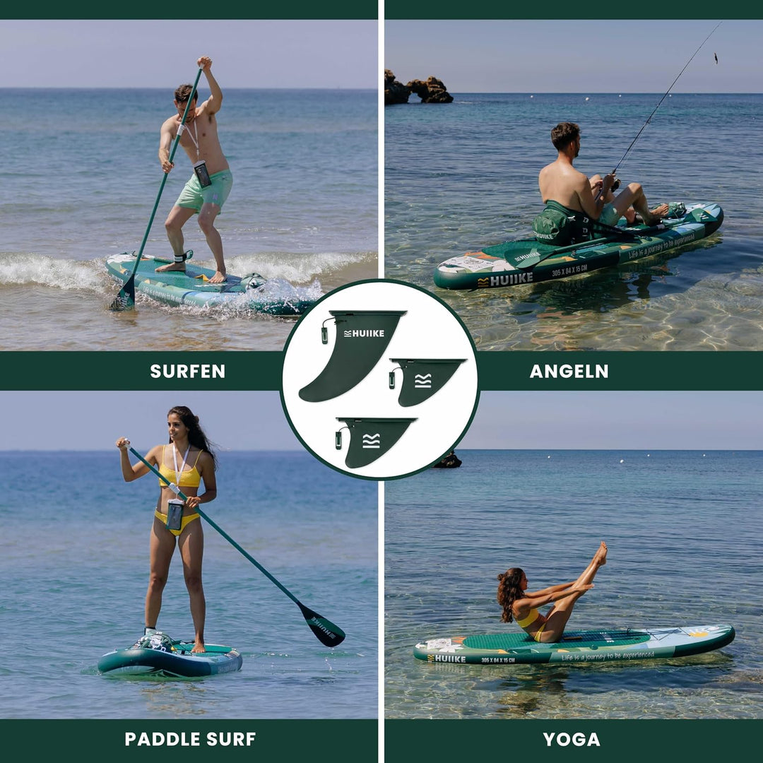 HUIIKE Sup Finne Stand Up Paddle 3 Stück Abnehmbare Ersatz Finne Sup mit Sicherheitsschloss, Stand U