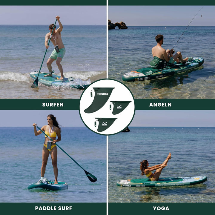 HUIIKE Sup Finne Stand Up Paddle 3 Stück Abnehmbare Ersatz Finne Sup mit Sicherheitsschloss, Stand U