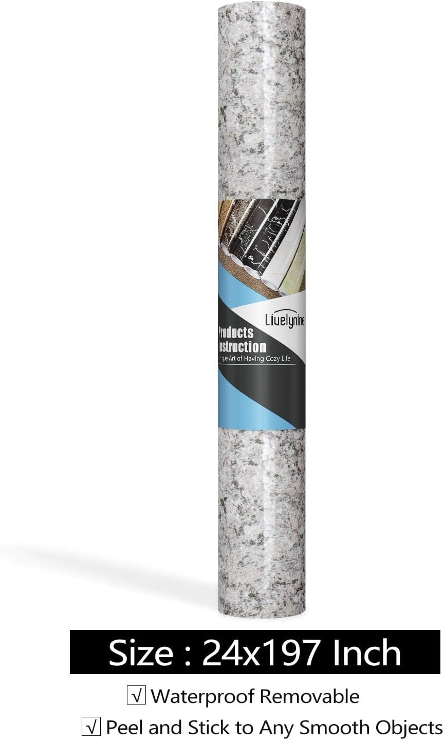 Livelynine 5M X 60 CM Breit Klebefolie Möbel Marmor Folie Selbstklebend Granit Deko folie für Tisch
