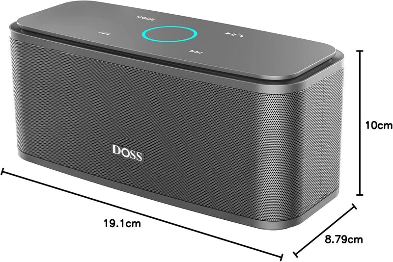 DOSS Bluetooth Lautsprecher, SoundBox Musikbox Bluetooth Box mit Dualen Bass-Treibern, 20h Akku,Touc