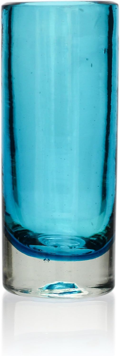 Tumia LAC Handgemachtes Tequila/Shot Glas - recyceltes Glas – Türkis – Set aus 2 Gläsern, 2