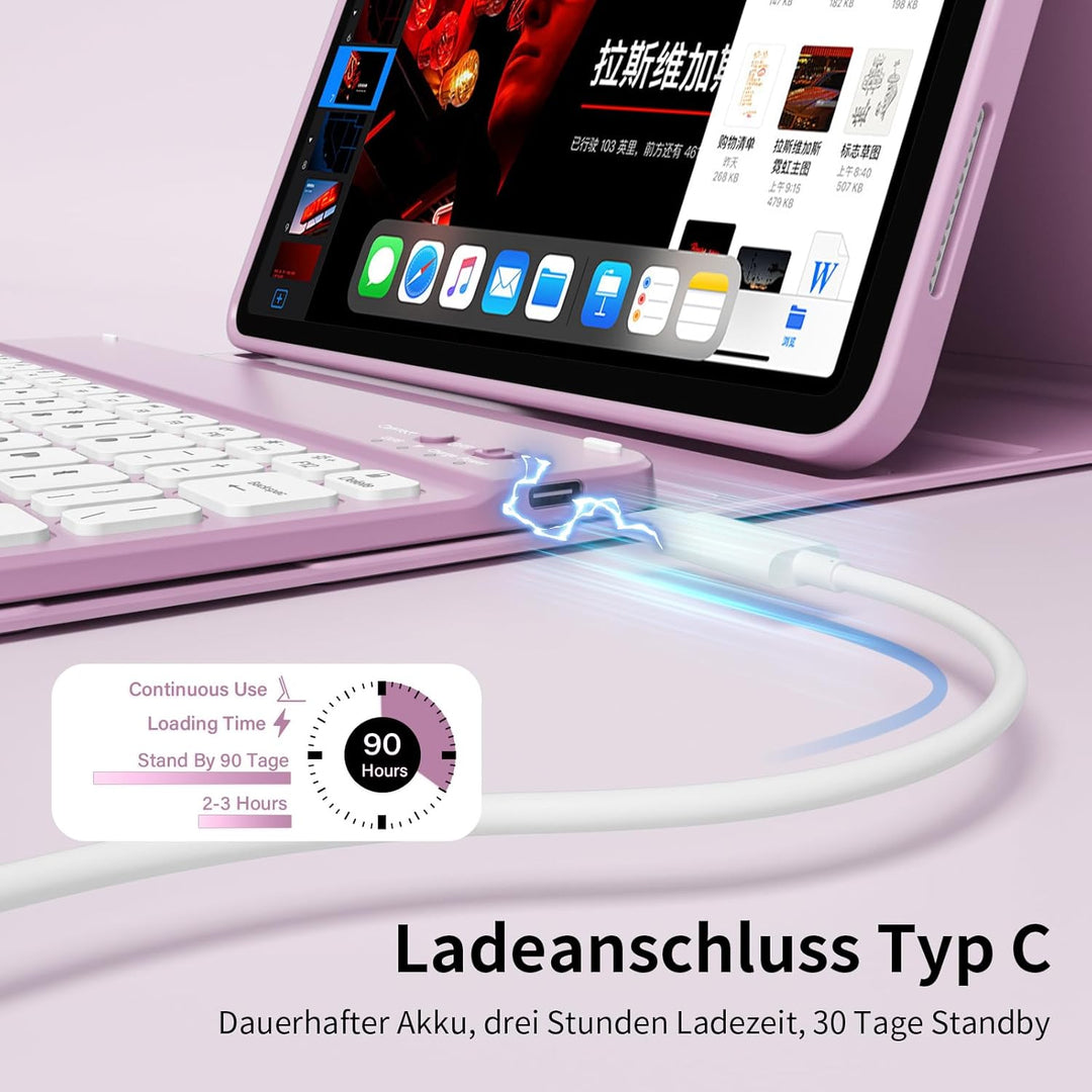 Hülle mit Tastatur für iPad A16 11/10 Generation (2025/2022, 11/10.9 Zoll) mit Stifthalter, Magnetis