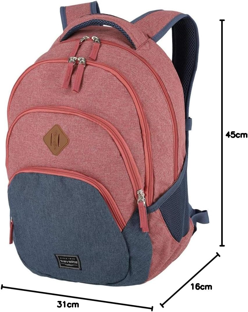 Travelite Handgepäck Rucksack, Laptop Rucksack 15,6 Zoll, BASICS, Daypack, Tagesrucksack mit vielen