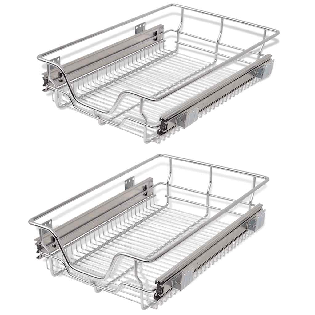 vidaXL 2X Einbauschublade Teleskopschublade Korbauszug Küchenschrank 40 cm 36.8 x 46 x 13 cm, 36.8 x