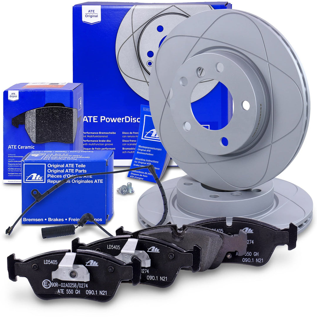ATE Bremsenset Vorderachse inkl. PowerDisc Bremsscheiben vorne Ø 286 mm belüftet und Ceramic Bremsbe
