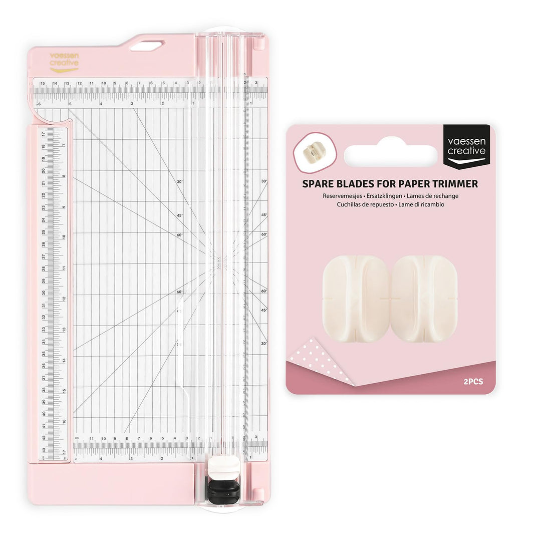 Vaessen Creative Papierschneider mit Falzbrett - Rosa - 15,2 x 30,5 cm - 2-in-1 Schneidemaschine für