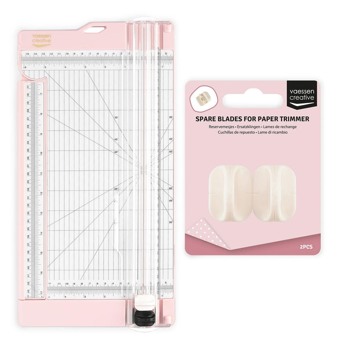 Vaessen Creative Papierschneider mit Falzbrett - Rosa - 15,2 x 30,5 cm - 2-in-1 Schneidemaschine für