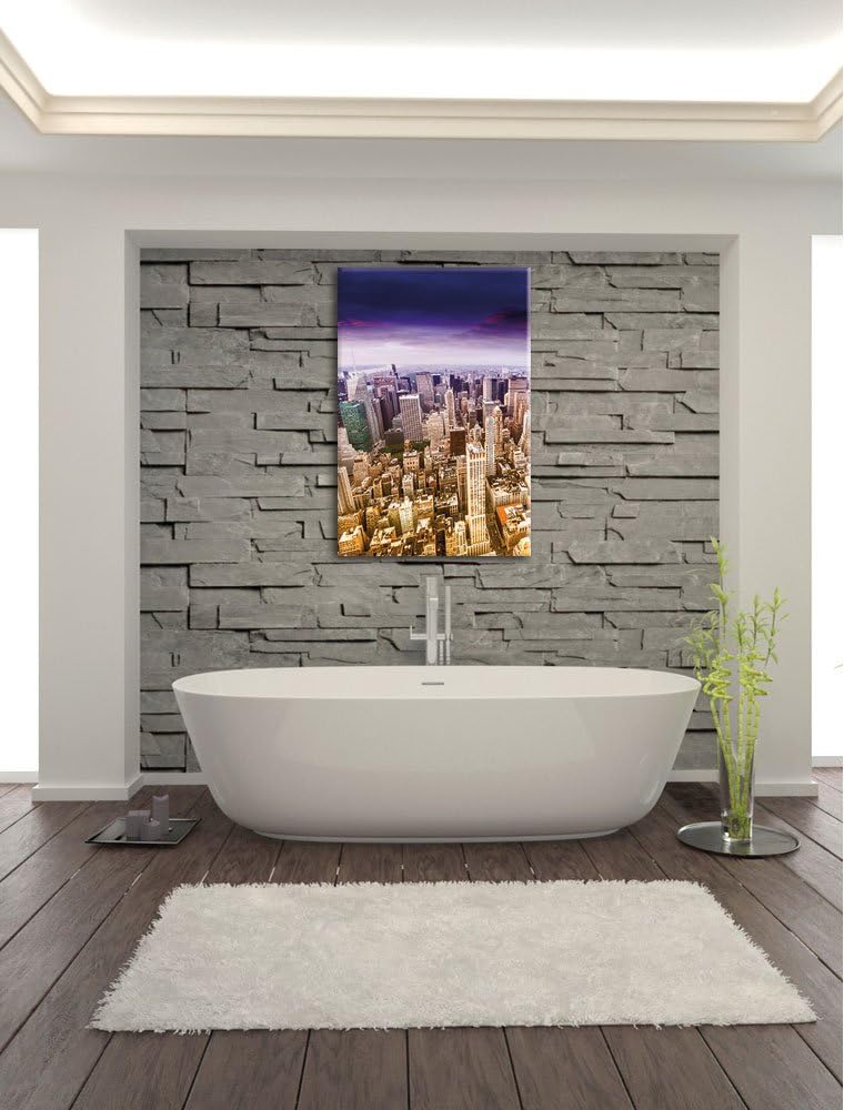 Pixxprint Skyline New York - Blick vom Dach des Empire State Building, Format: 100x70 auf Leinwand,
