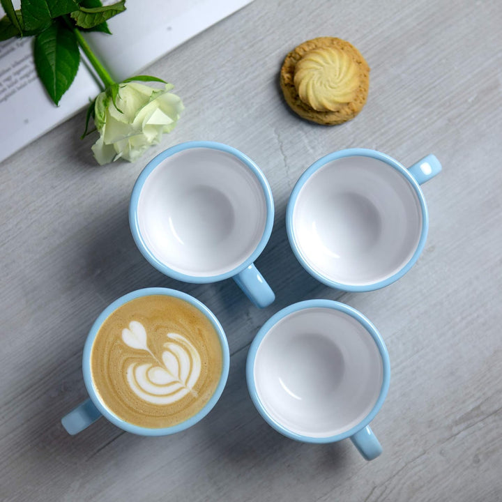 City to Cottage® - Kaffeebecher Teetasse 250 ml | Hellblau und Weiss | Polka Dots | Handgemacht | Ke