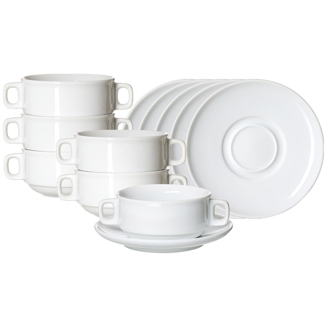 Ritzenhoff &amp; Breker Bianco Suppentasse mit Untertasse 245 ml 6er Set, Weiss