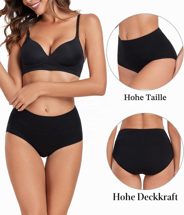 wirarpa Unterhosen Damen Baumwolle Unterwäsche Frauen Taillenslip Hohe Taille Slip 5er Pack, Dunkel