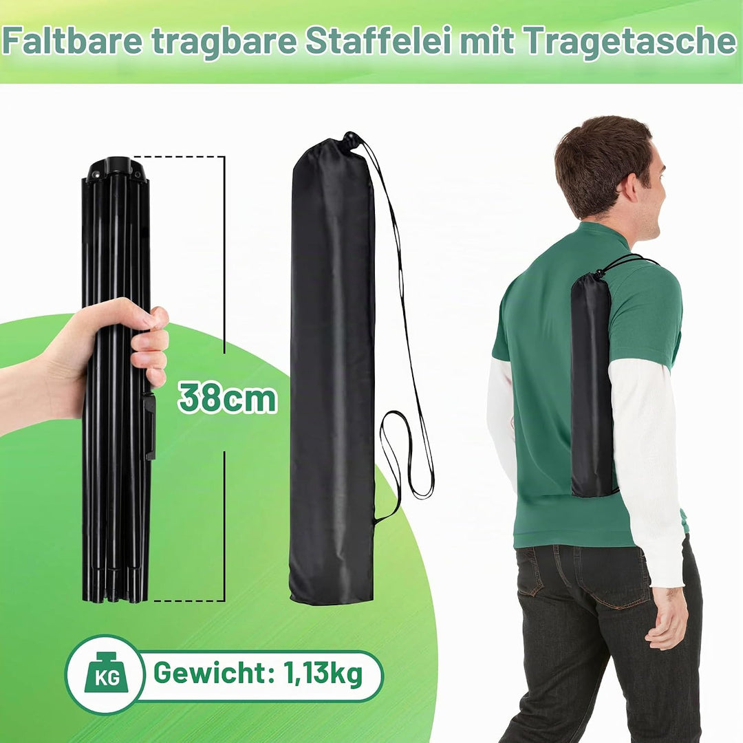 Staffelei – Faltbare Metall Staffelei, Verstellbare Bodenstaffelei mit Sofort Stativ – Leinwandständ