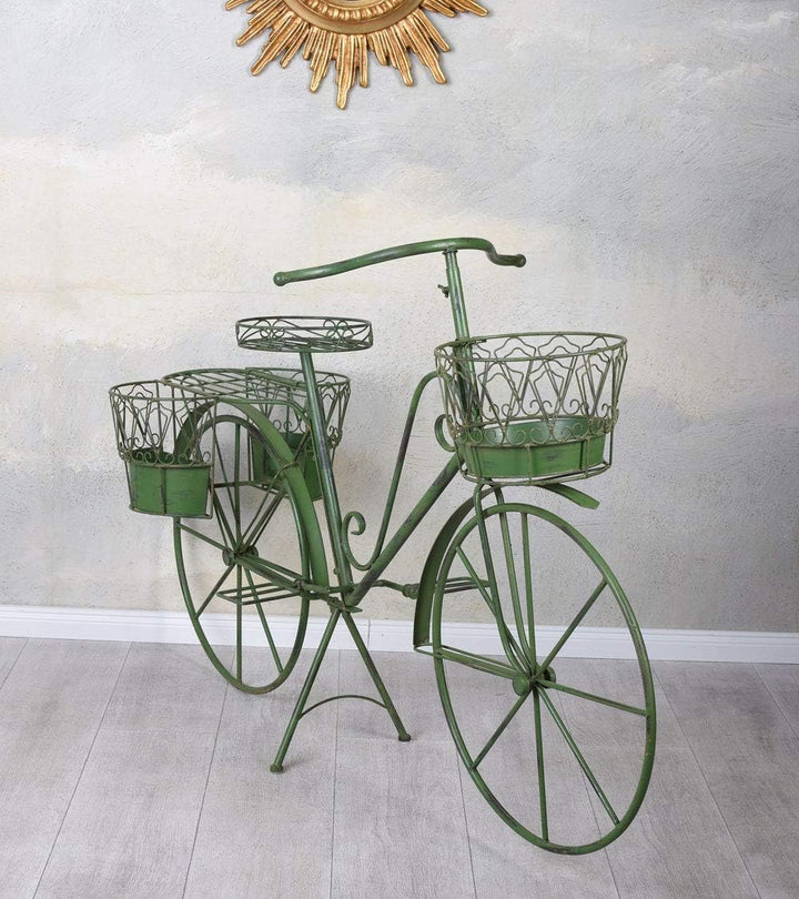 PFLANZFAHRRAD „LE JARDIN DE PROVENCE“ – Deko Fahrrad aus Eisen im Vintage Stil mit 4 Pflanzkörben Gr