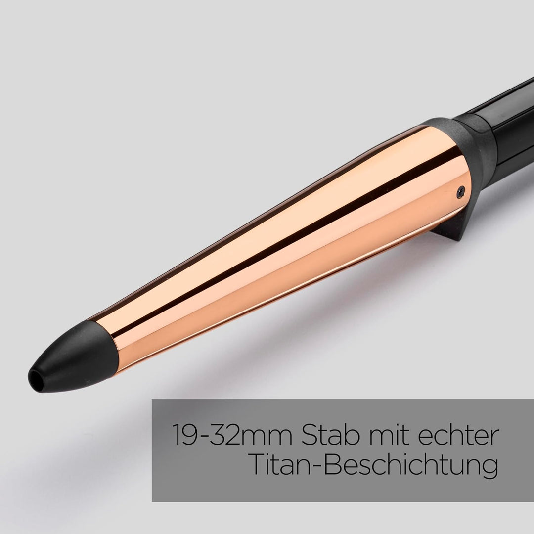 BaByliss Salon Brilliance Conical Wand, Professioneller Lockenstab mit hochwertiger Titan-Beschichtu