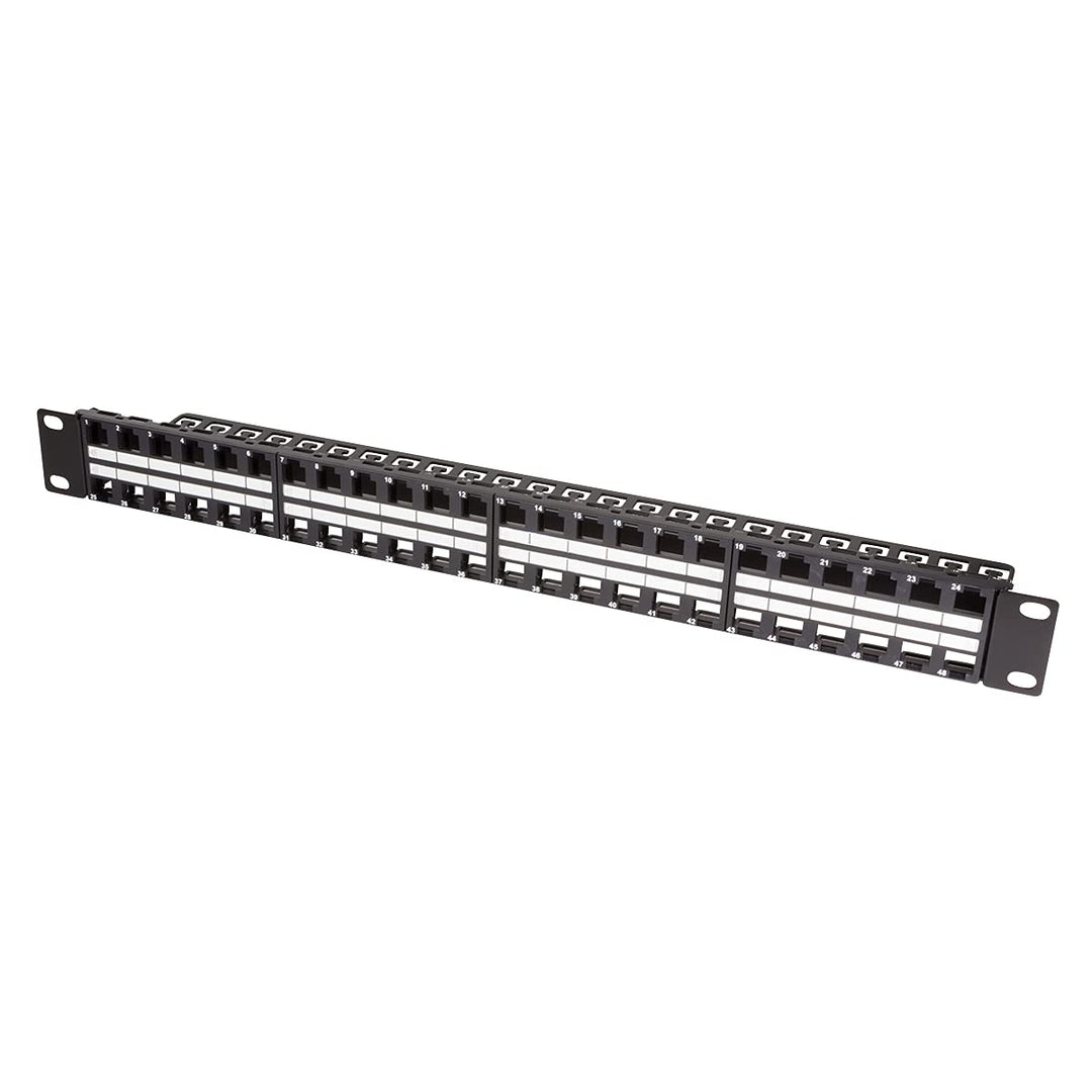 LogiLink NK4045 Keystone Patchpanel/Verteilerfeld für 48 Buchsen, ungeschirmt, 1 HE (Höheneinheit) s