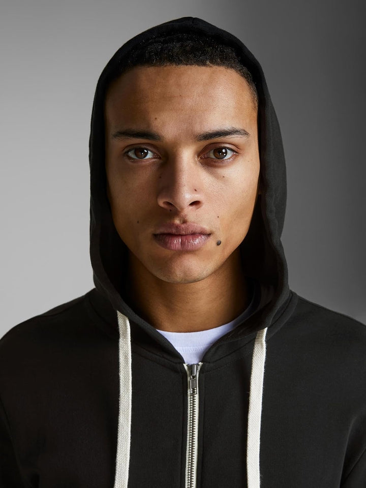 JACK & JONES Herren JJEHOLMEN Sweat Zip Hood M Schwarz (Black Beauty), M Schwarz (Black Beauty)