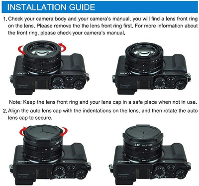 JJC Spezial Automatik Objektivdeckel für Panasonic DC-LX100II, Lumix DMC-LX100, Leica D-LUX (Typ 109