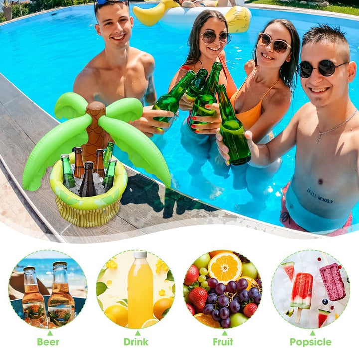 mizikuu 2PCS Aufblasbare Palme Getränkekühler, Aufblasbare Kühler zum Befüllen mit Eis Poolbar Geträ