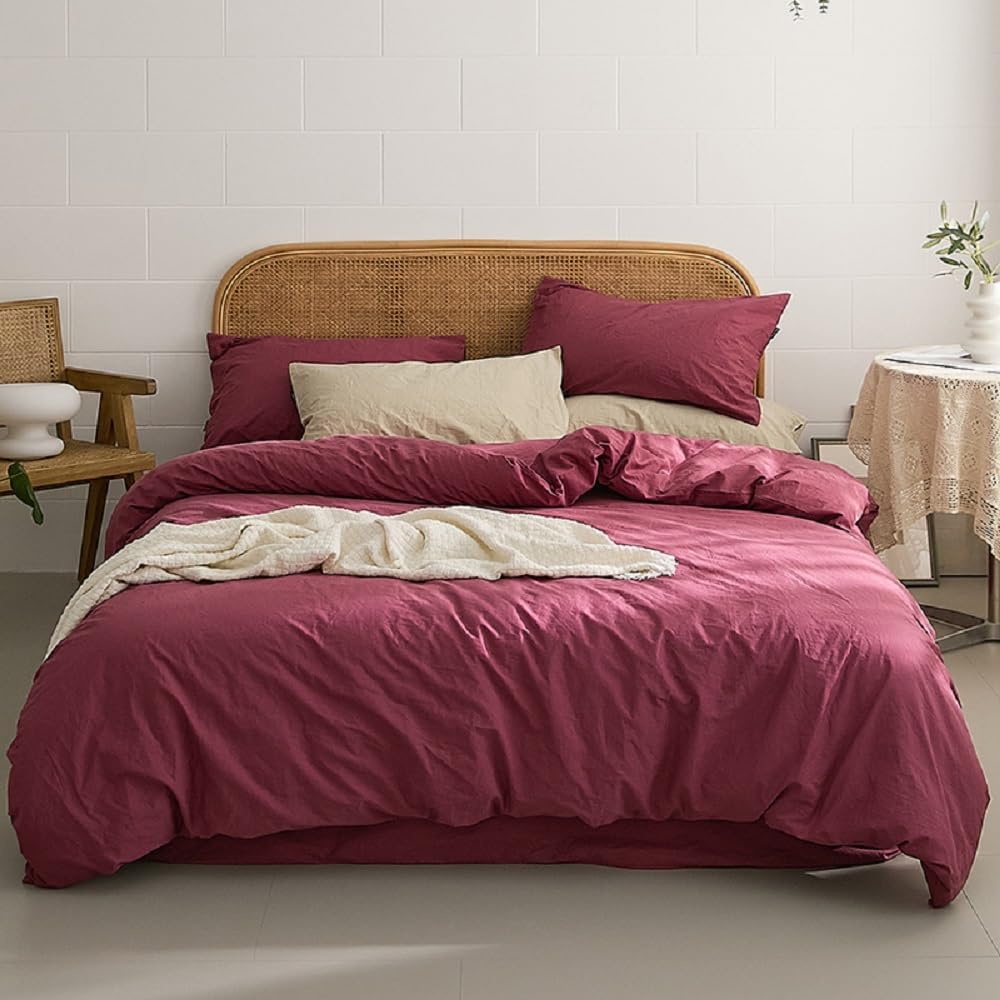 Sedefen Bettwäsche 200x200cm Baumwolle Renforce Altrosa Rosa Uni Unifarben Baumwollbettwäsche Set,Do