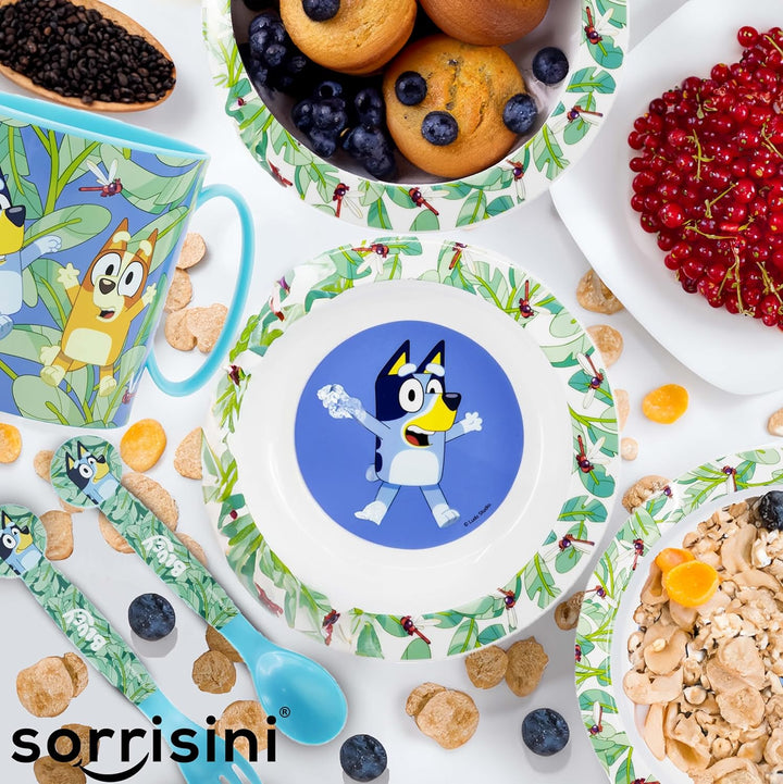 Sorrisini Kindergeschirr set Bluey, Wiederverwendbares Babygeschirr Set, Kinder Essgeschirr, Microwa