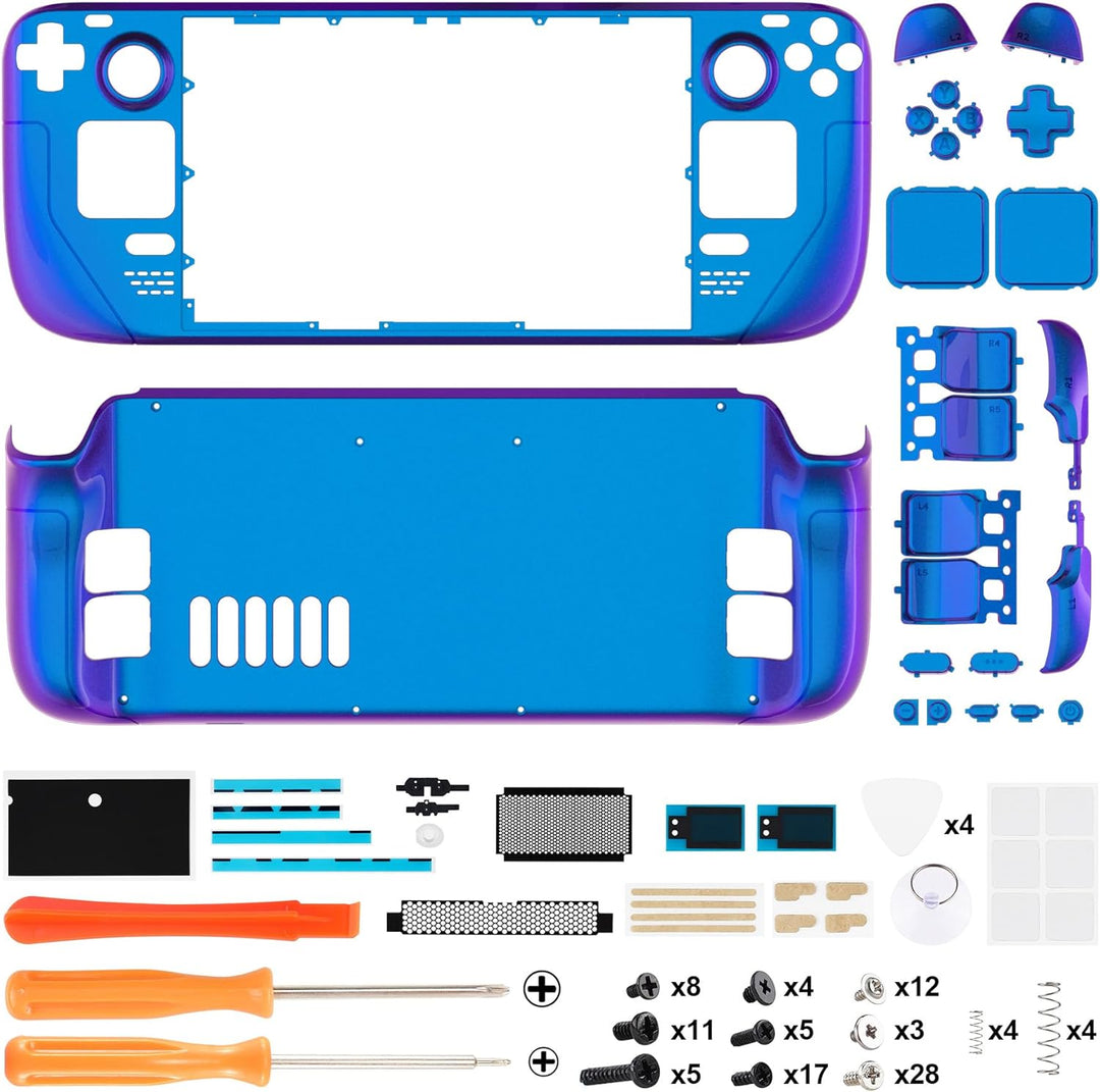 eXtremeRate Ersatz Front/Rückplatte &Tasten Set für Steam Deck, Matt DIY-Full Gehäuse Case/Trigger D