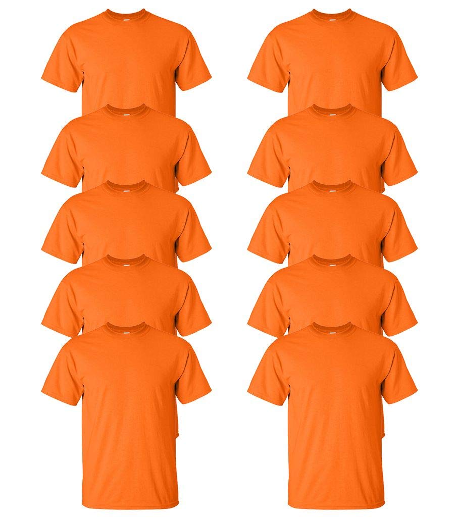 Gildan Herren T-Shirt (G5000), schwere Baumwolle, SML-Safetyorange, 10 Stück