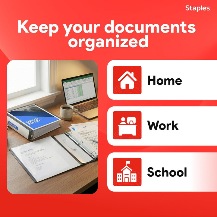 Staples 3 Inch BetterView Binder with D-Rings (White) by Staples Weiss, Weiß