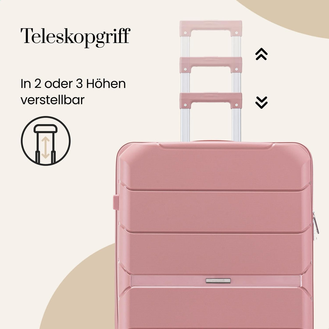 Urban Adventurer Kofferset 3-teilig 232L – Rosa – Hartschalenkoffer mit Zahlenschloss &amp; 4 Rollen Ros