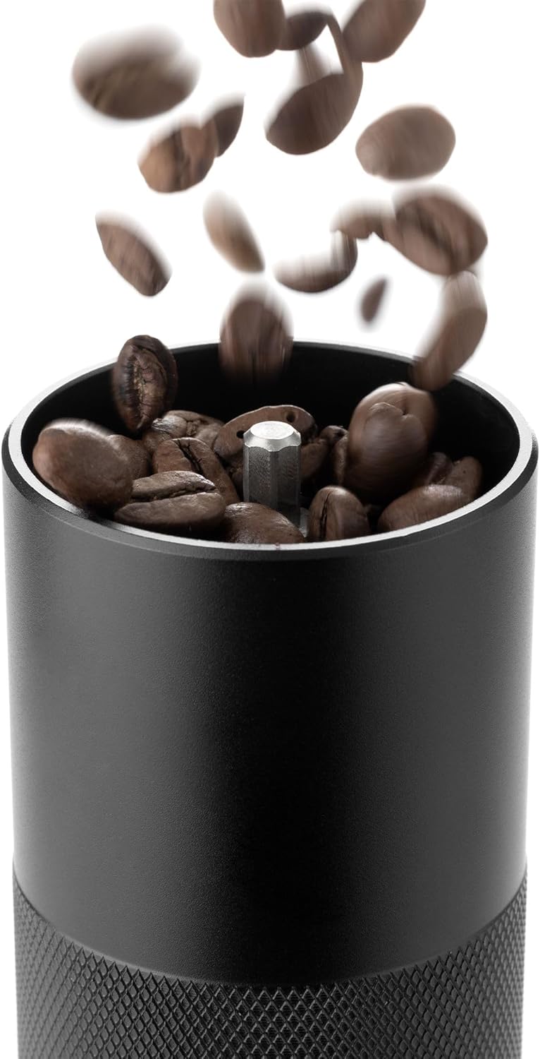 Handkaffeemühle mit Edelstahlmahlwerk und massivem Holzknauf