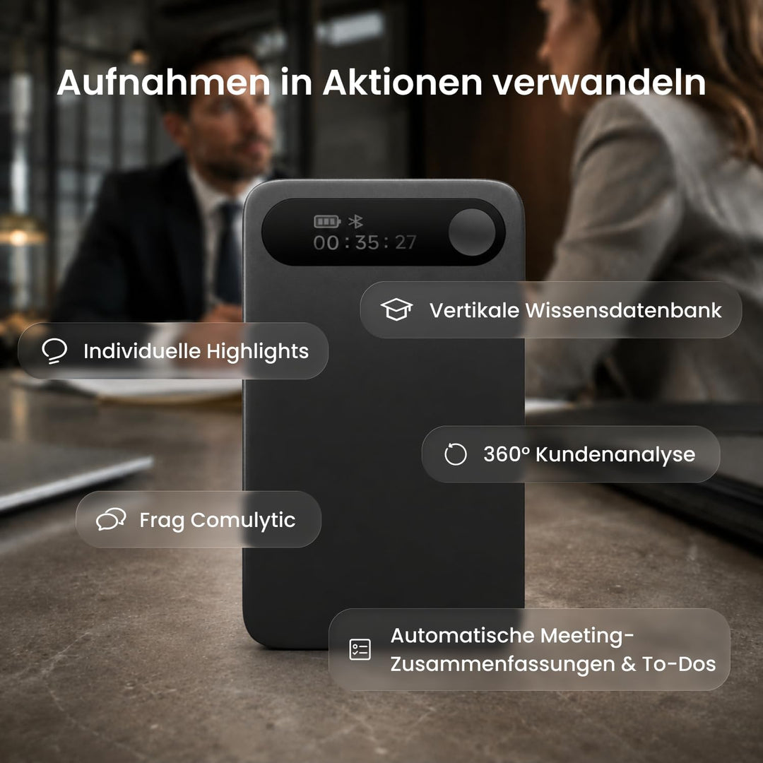 Comulytic Note Pro KI Digitales Diktiergerät mit Unbegrenzte Transkription &amp; Zusammenfassen, Aufnahm