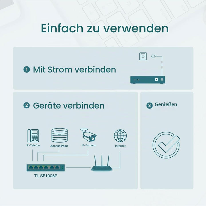 TP-Link TL-SF1006P 6-Port Fast Ethernet PoE Switch mit 4 PoE+ Ports (67 Watt, geschirmte RJ-45 Ports