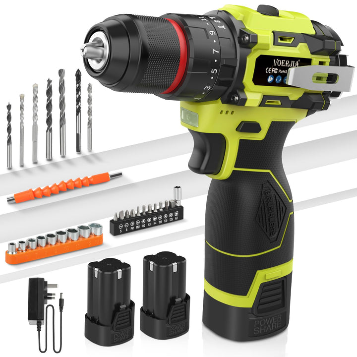 16.8V akkuschrauber klein, Akku bohrmaschine mit 2*2000 mAh Akkus, 50N.m max bürstenloses akkubohrer