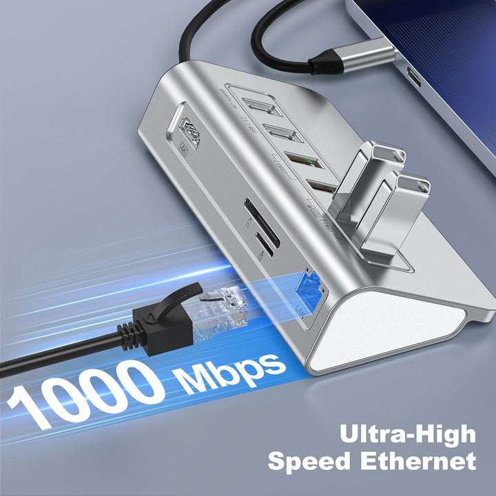 P9R PRO USB C Hub, 10-in-1 USB C Docking Station mit 1Gbps Ethernet, 4K@60Hz HDMI, 10Gbps 2 Type-A/C