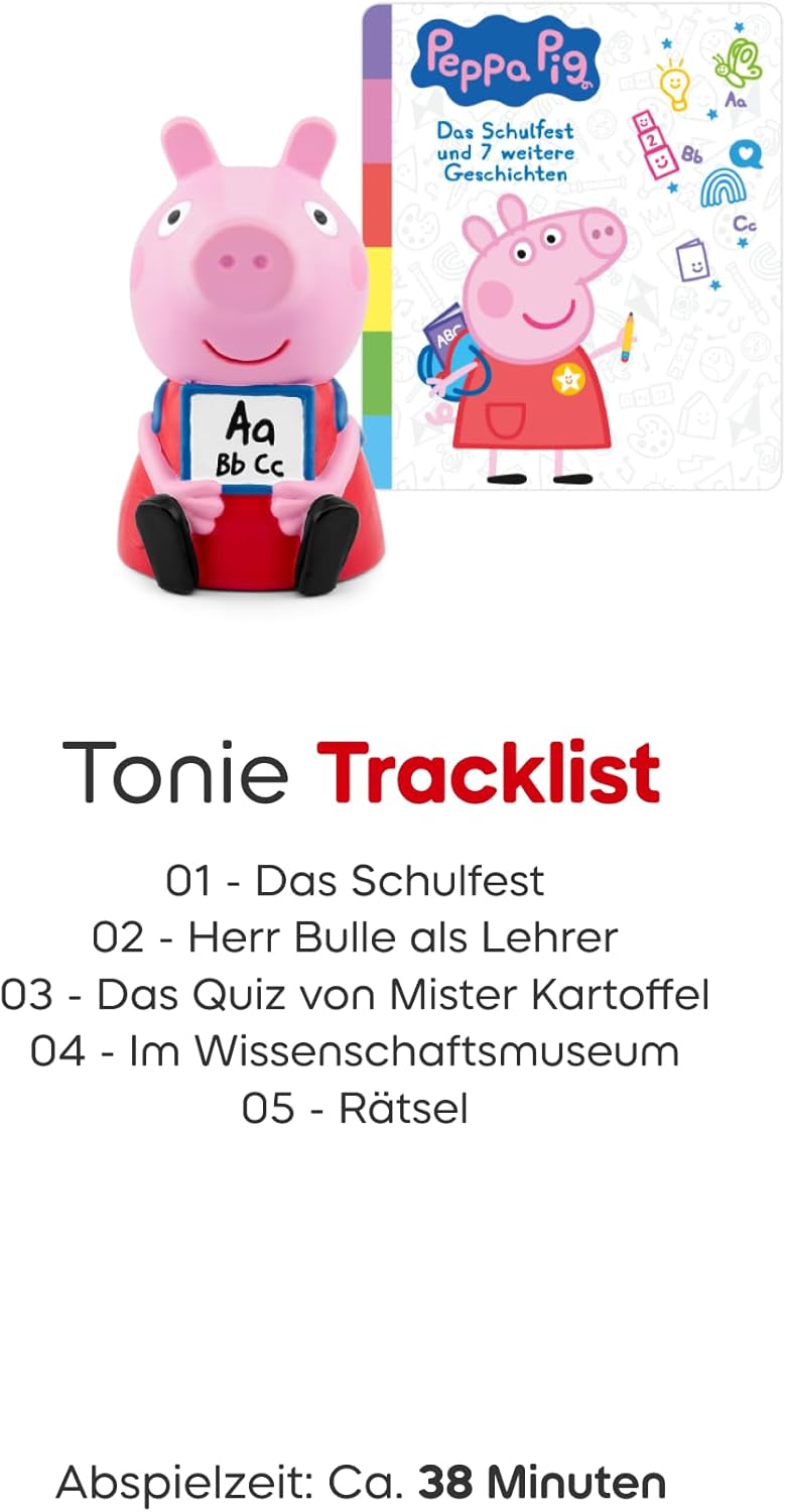 tonies Hörfigur für Toniebox, Peppa Pig - Das Schulfest und 7 weitere Geschichten, Hörspiel für Kind