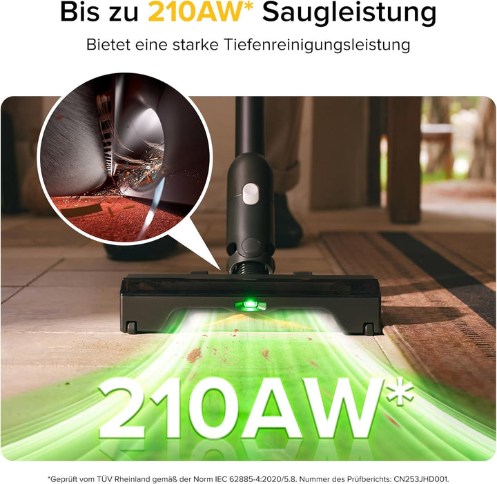 roborock H60 Ultra kabelloser Staubsauger, 210AW Saugleistung, 90 Min Laufzeit, 90° Flexibler Saugro