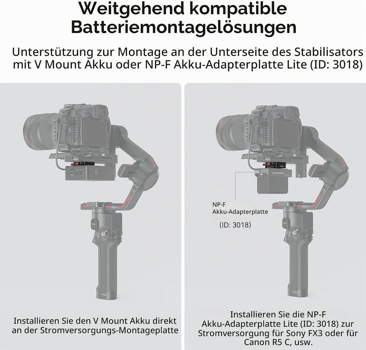 SmallRig RS3 RS3 Pro RS2 RSC2 Mini V-Mount Akkuplatte für DJI RS 3 / RS 3 Pro/RS 2 / RSC 2, mit V-Lo